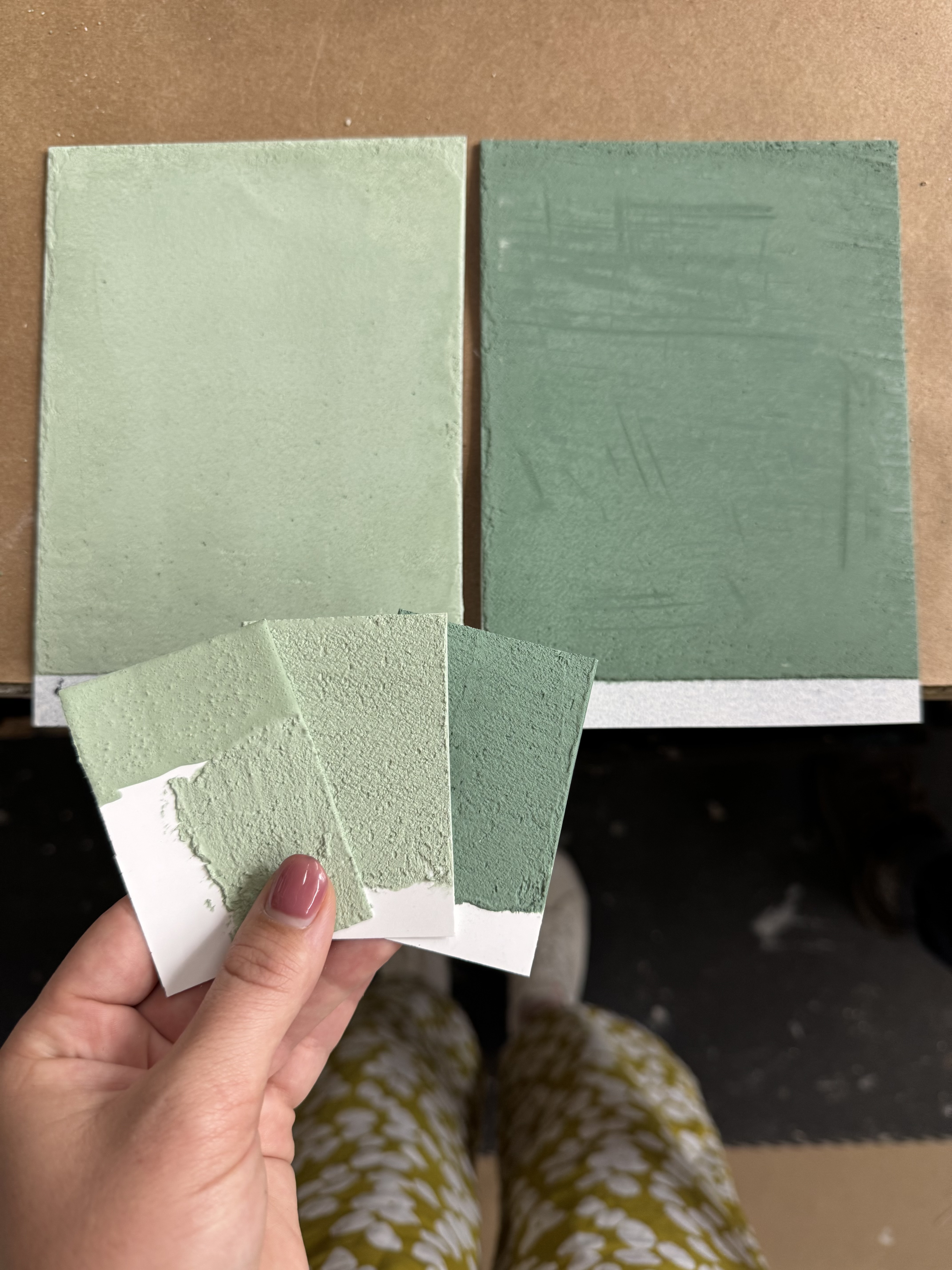 Variety of plaster samples and tools